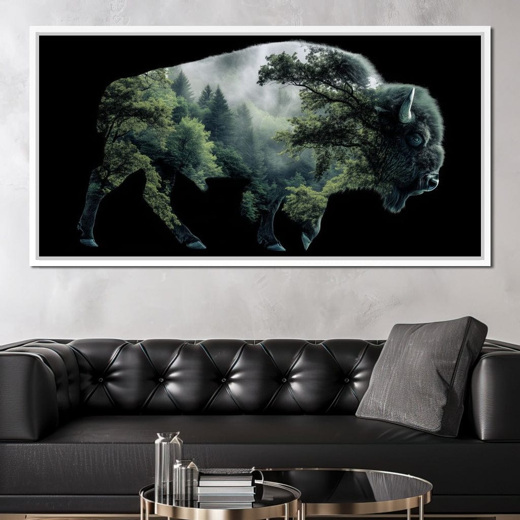 Bison Forest Spirit Silhouette Canvas Wall Art