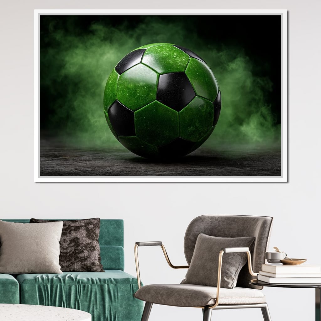 Emerald Soccer Ball Eclipse Canvas Wall Art