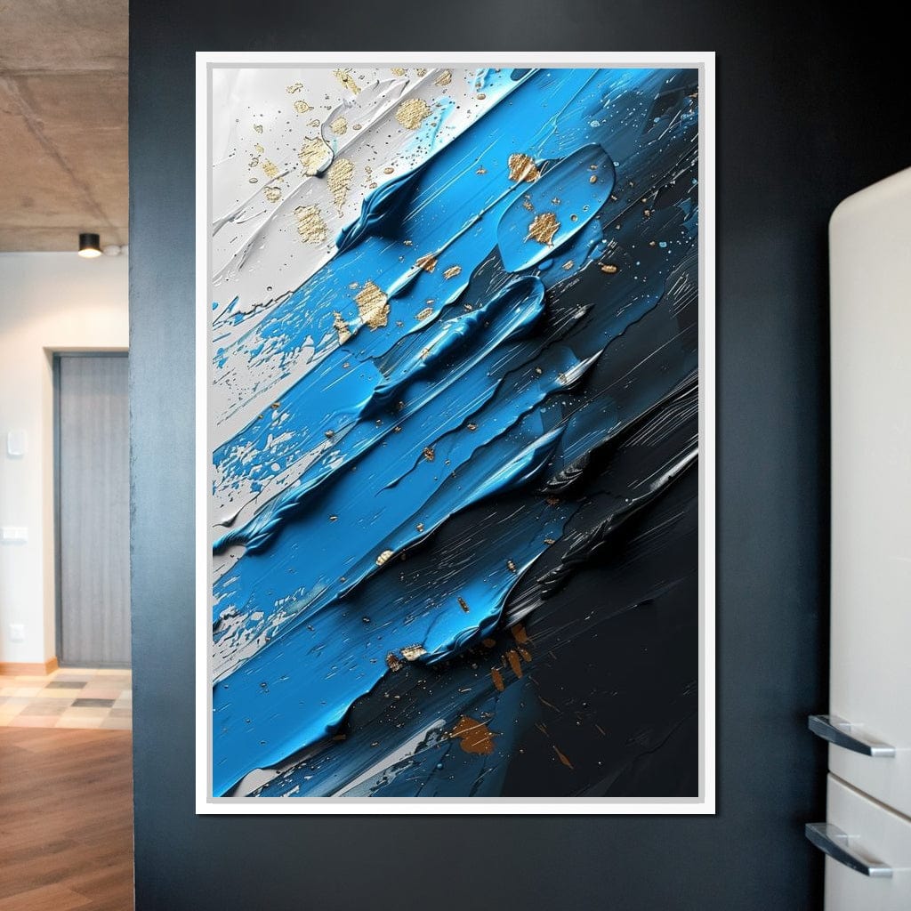 Sapphire Currents Goldleaf Flow Canvas Wall Art