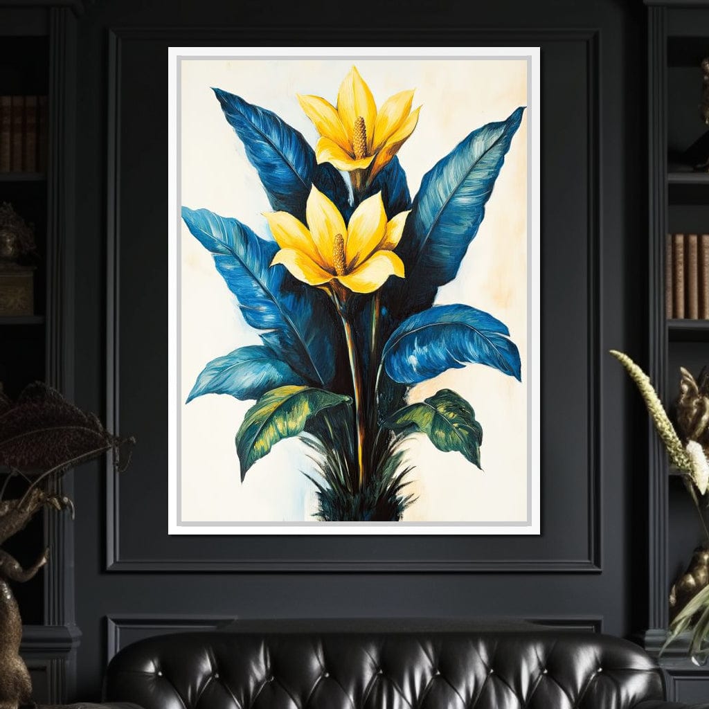 Golden Petals Tropical Elegance Canvas Wall Art