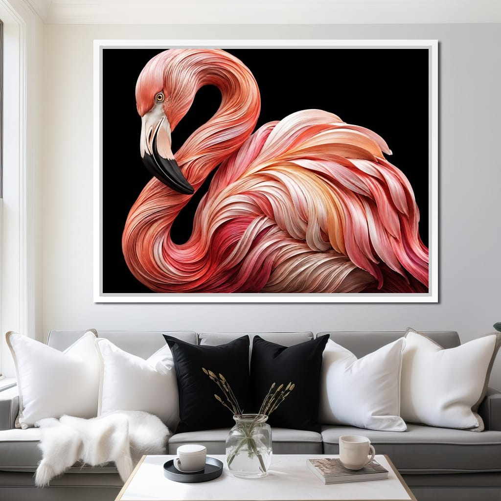 Silk Strand Flamingo Curve Canvas Wall Art