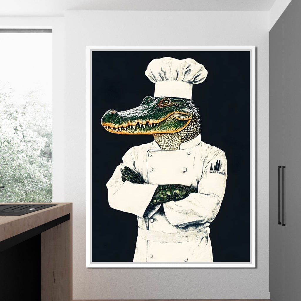 Gator Chef Culinary Humor Canvas Wall Art