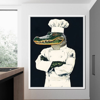 Gator Chef Culinary Humor Canvas Wall Art