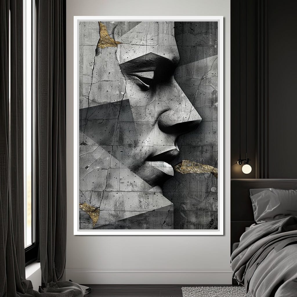 Monochrome Geometric Visage Canvas Wall Art