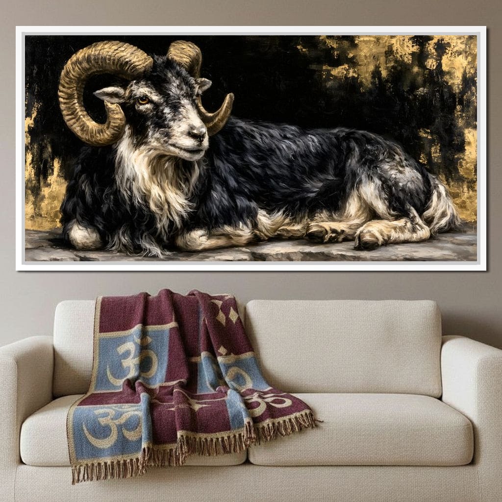 Watchful Ram of the Gilded Void Canvas Wall Art