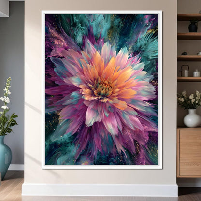 Galactic Petal Burst Canvas Wall Art