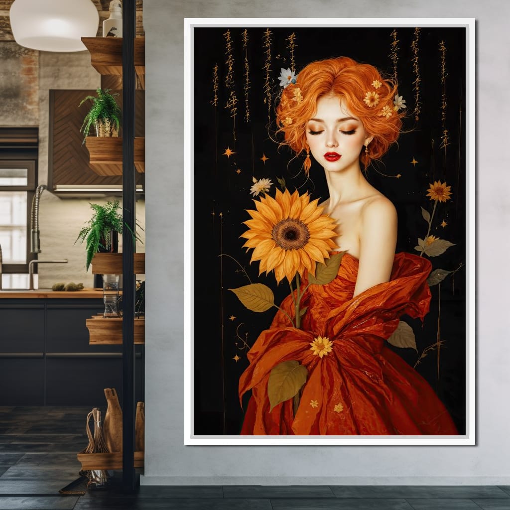 Lady Sunflower Canvas Wall Art
