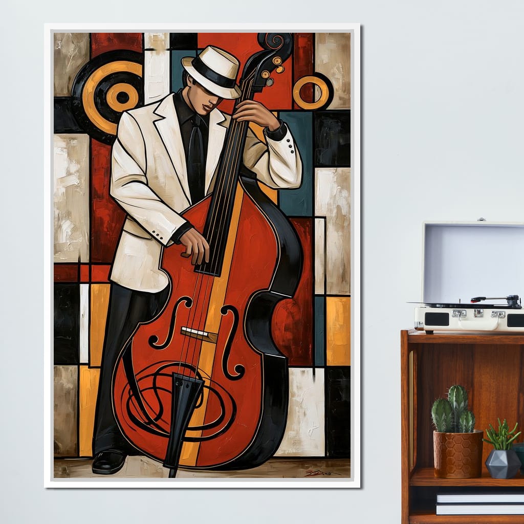 Cool Jazz Rhythm And The Upright Bass Canvas Wall Art