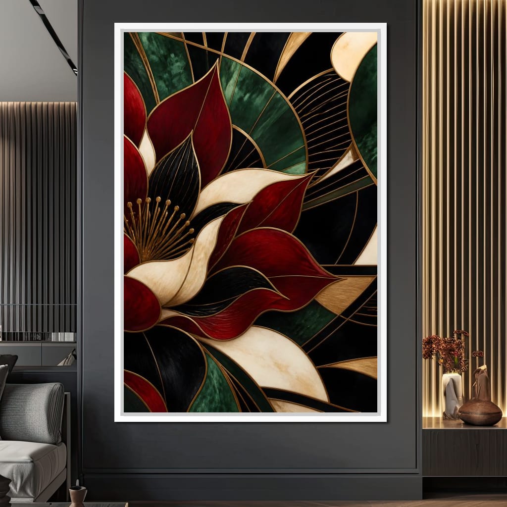Gilded Petal Geometry Canvas Wall Art