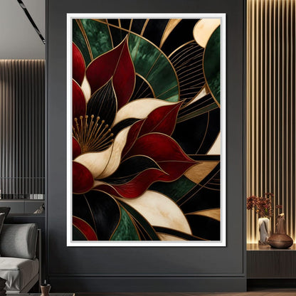 Gilded Petal Geometry Canvas Wall Art