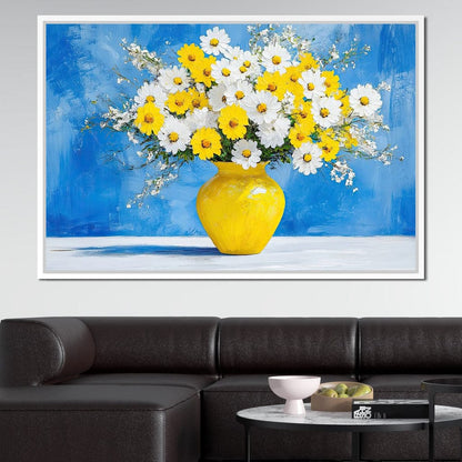 White & Yellow Flowers Canvas Wall Art