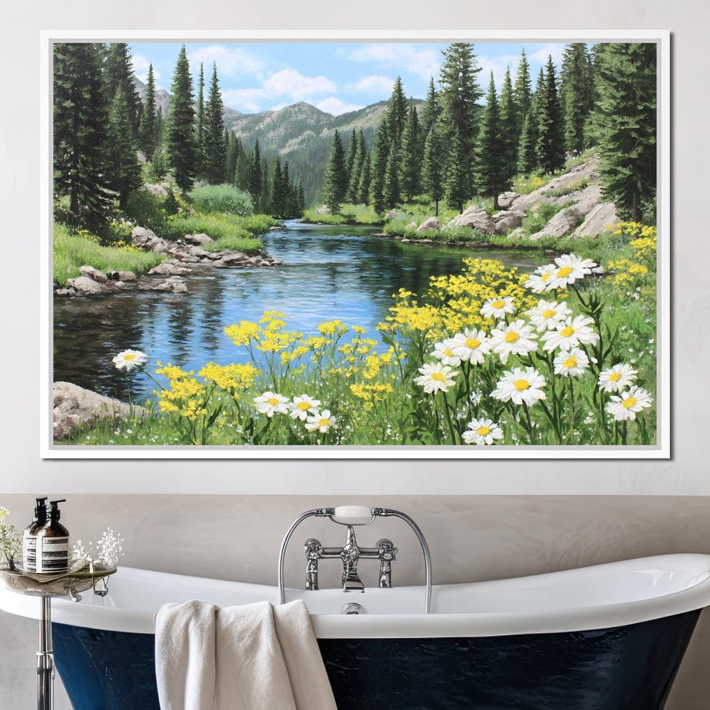 Alpine River Wildflower Glow Canvas Wall Art