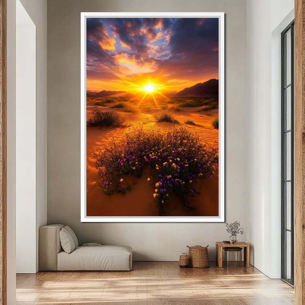 Golden Horizon Meadow Bloom Canvas Wall Art