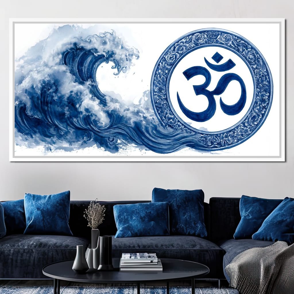 Indigo Om Mandala Meditation Canvas Wall Art