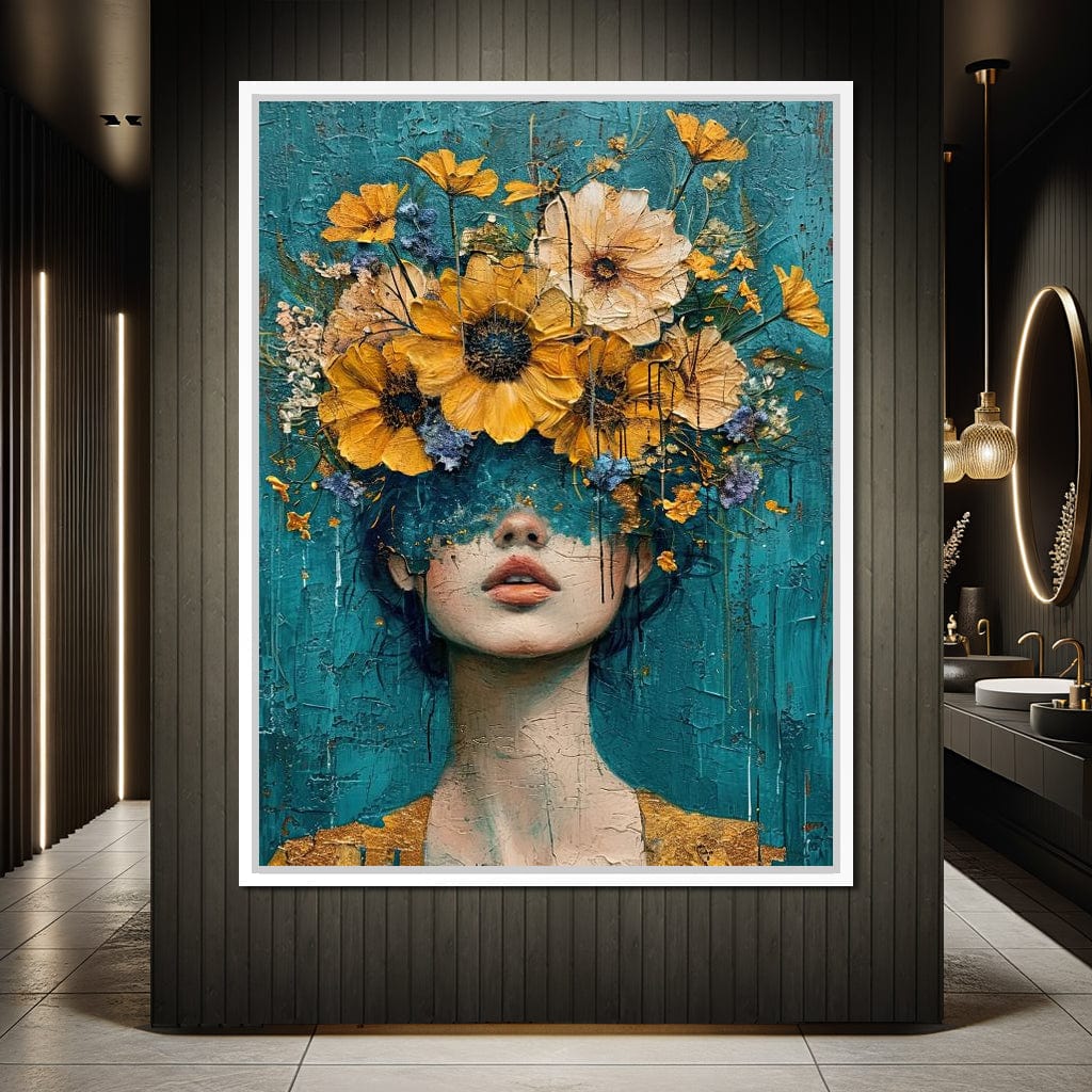 Golden Bloom Silhouette Canvas Wall Art