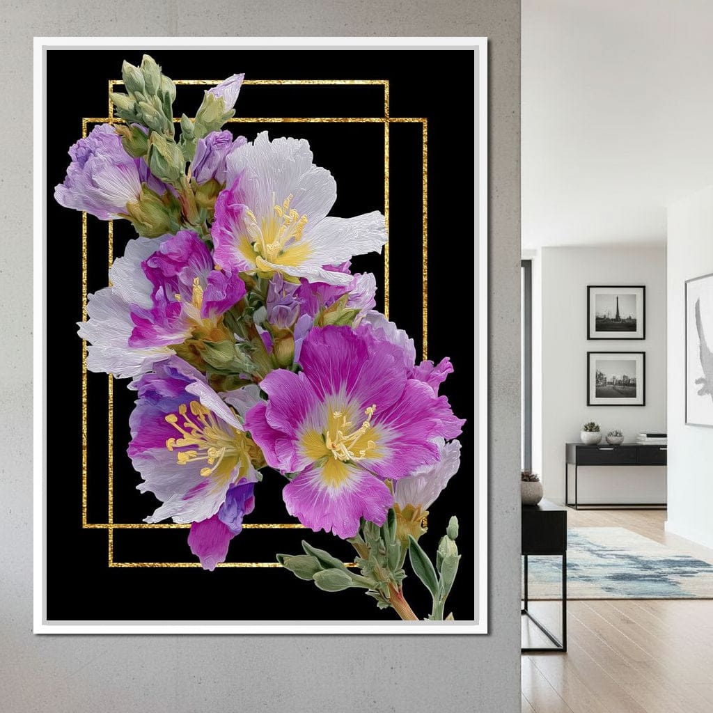 Golden Frame Petal Radiance Canvas Wall Art