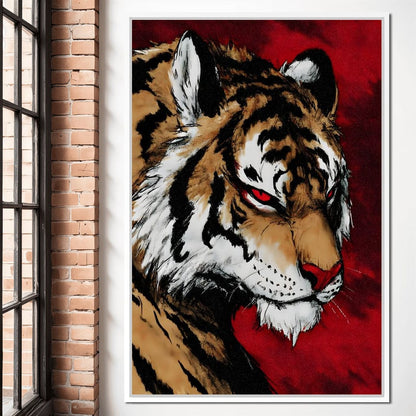 Fierce Tiger Blood Moon Roar Canvas Wall Art