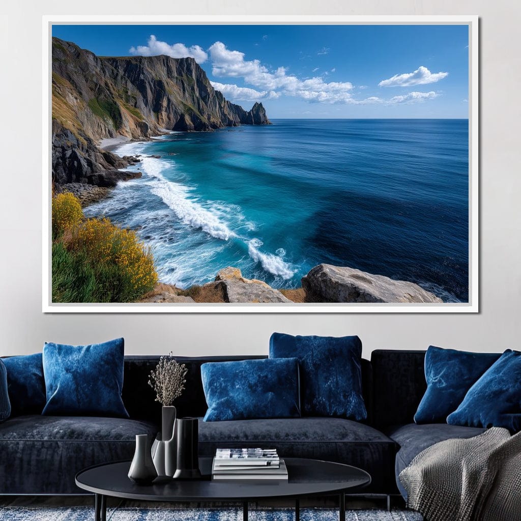 Wild Sea Cliffs Panorama Canvas Wall Art
