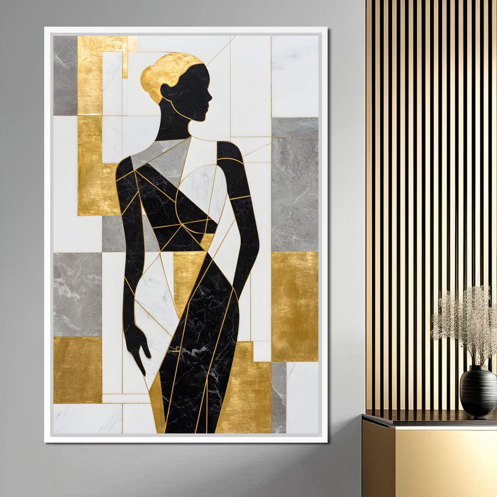 Golden Marble Muse Silhouette Canvas Wall Art