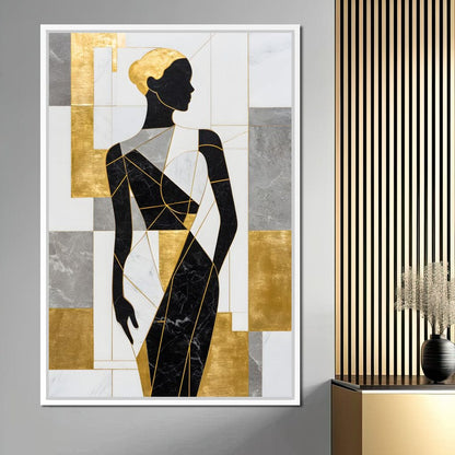 Golden Marble Muse Silhouette Canvas Wall Art