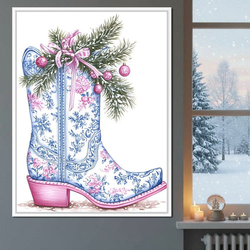 Holiday Cowboy Boot Bouquet Canvas Wall Art