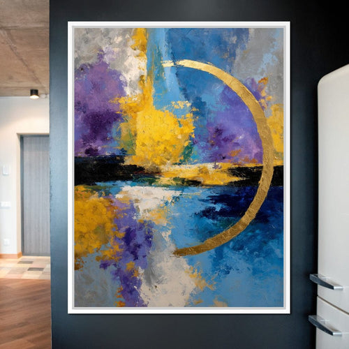 Golden Crescent Over Blue Sky Canvas Wall Art