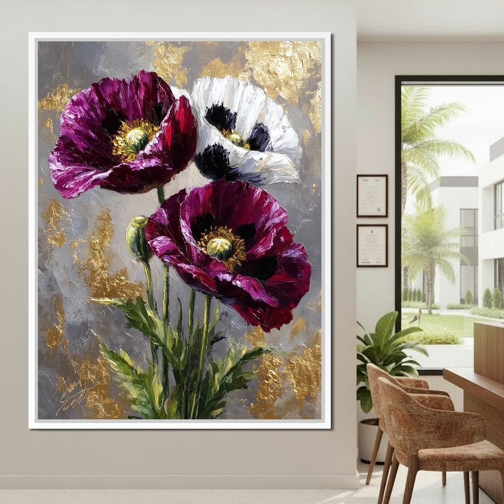 Golden Poppy Petal Sonata Canvas Wall Art
