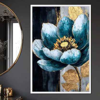 Radiant Petals Golden Harmony Canvas Wall Art