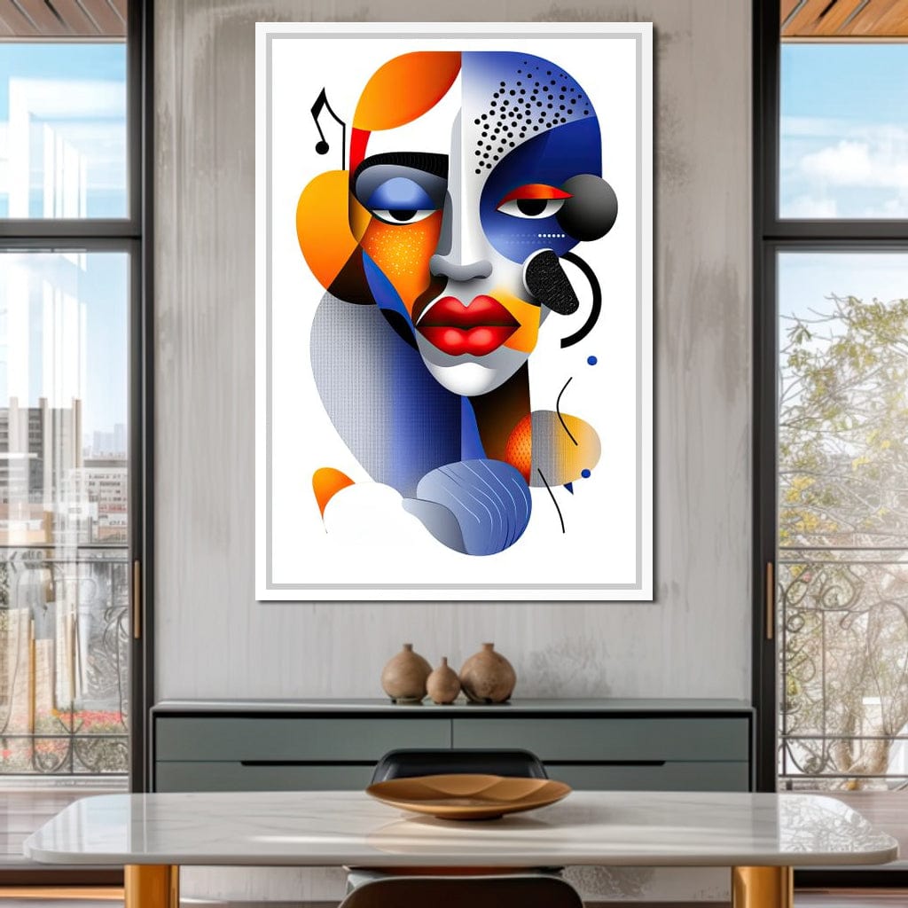 Red Lips and Bold Shapes Canvas Wall Art