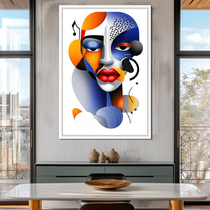 Red Lips and Bold Shapes Canvas Wall Art