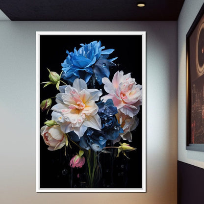 Midnight Flower Symphony Canvas Wall Art