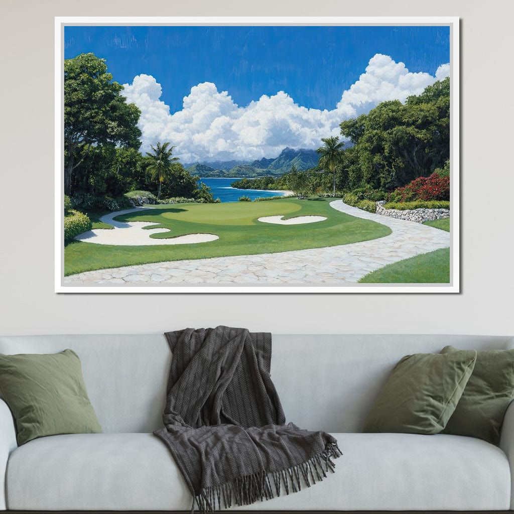 Tranquil Shoreline Golf Retreat Canvas Wall Art