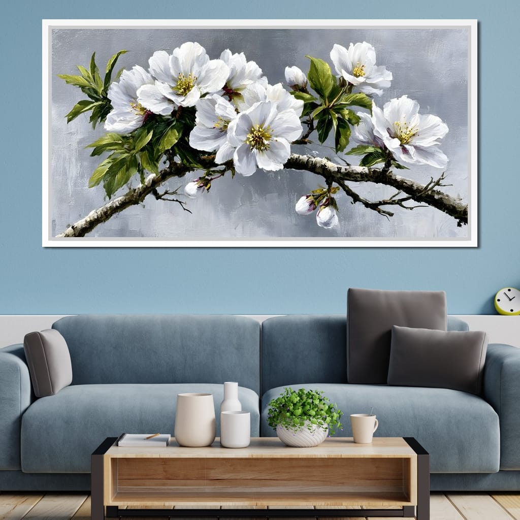 Soft Petals On Silver Morning Canvas Wall Art