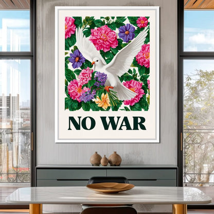 No War Dove Flower Garden Canvas Wall Art