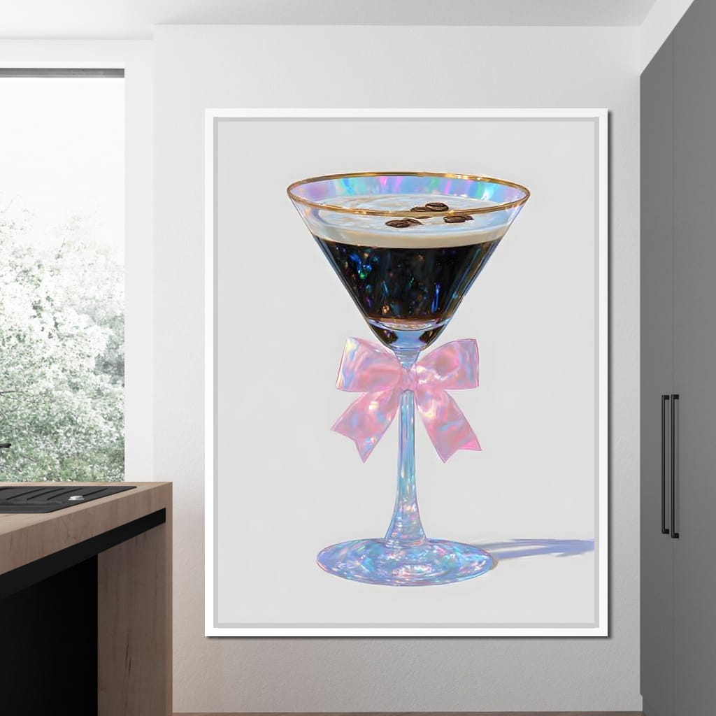 Iridescent Espresso Martini Bow Canvas Wall Art