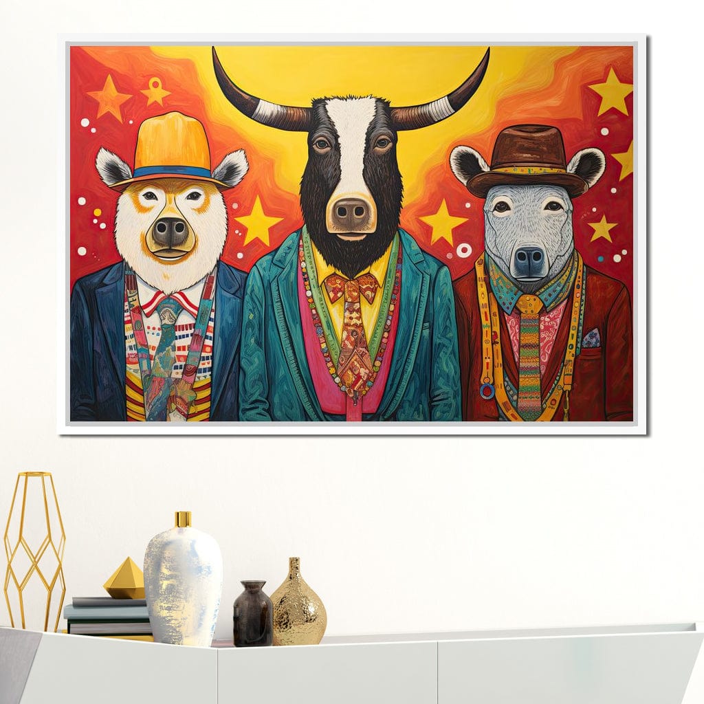 Dapper Wild Trio of Animals Canvas Wall Art