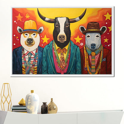 Dapper Wild Trio of Animals Canvas Wall Art