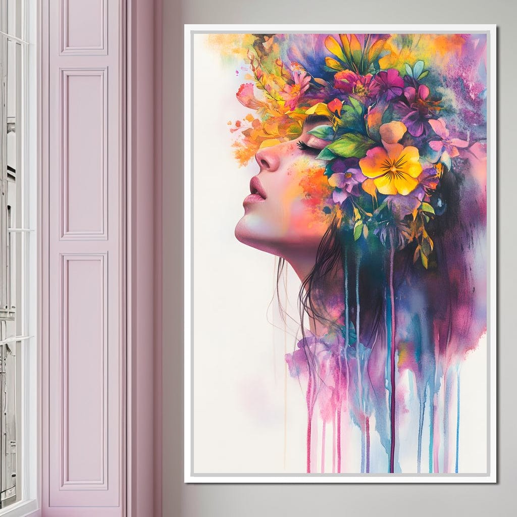 Floral Dreams Embrace Essence Canvas Wall Art