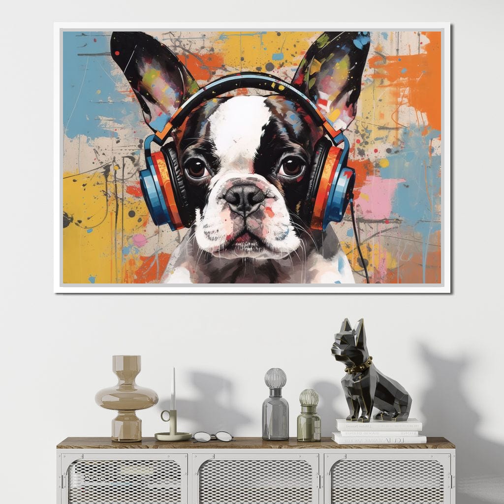 Boston Terrier's Musical Medley Canvas Wall Art