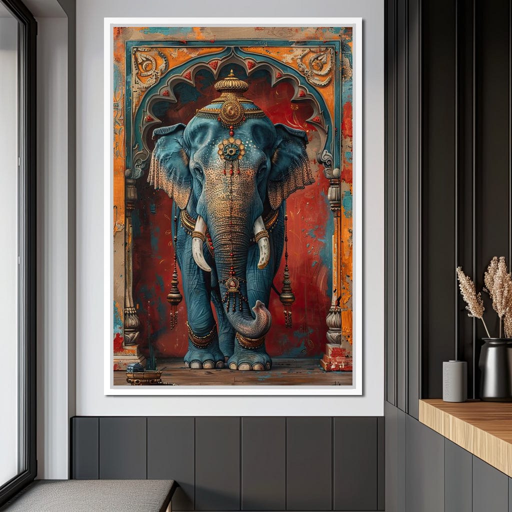 Majestic Sapphire Elephant Canvas Wall Art