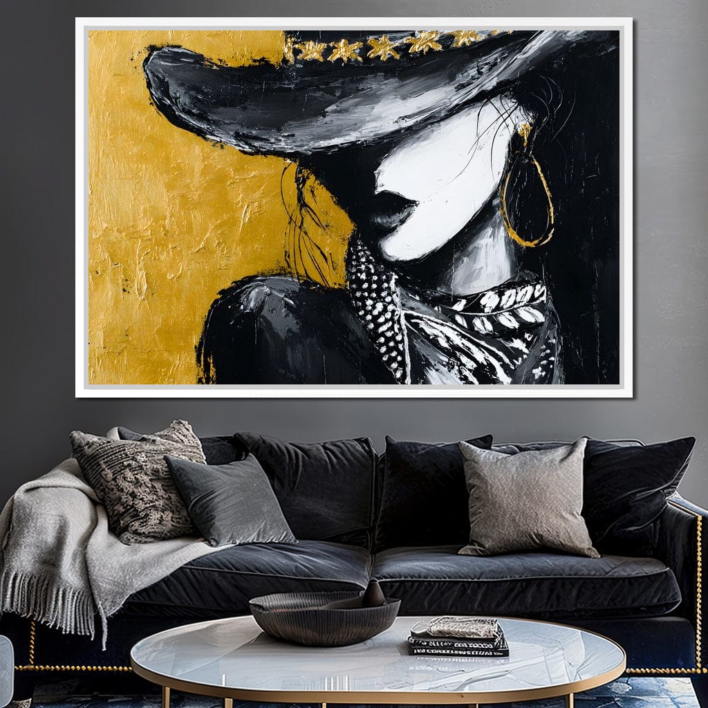 Golden Outlaw Shadow Portrait Canvas Wall Art