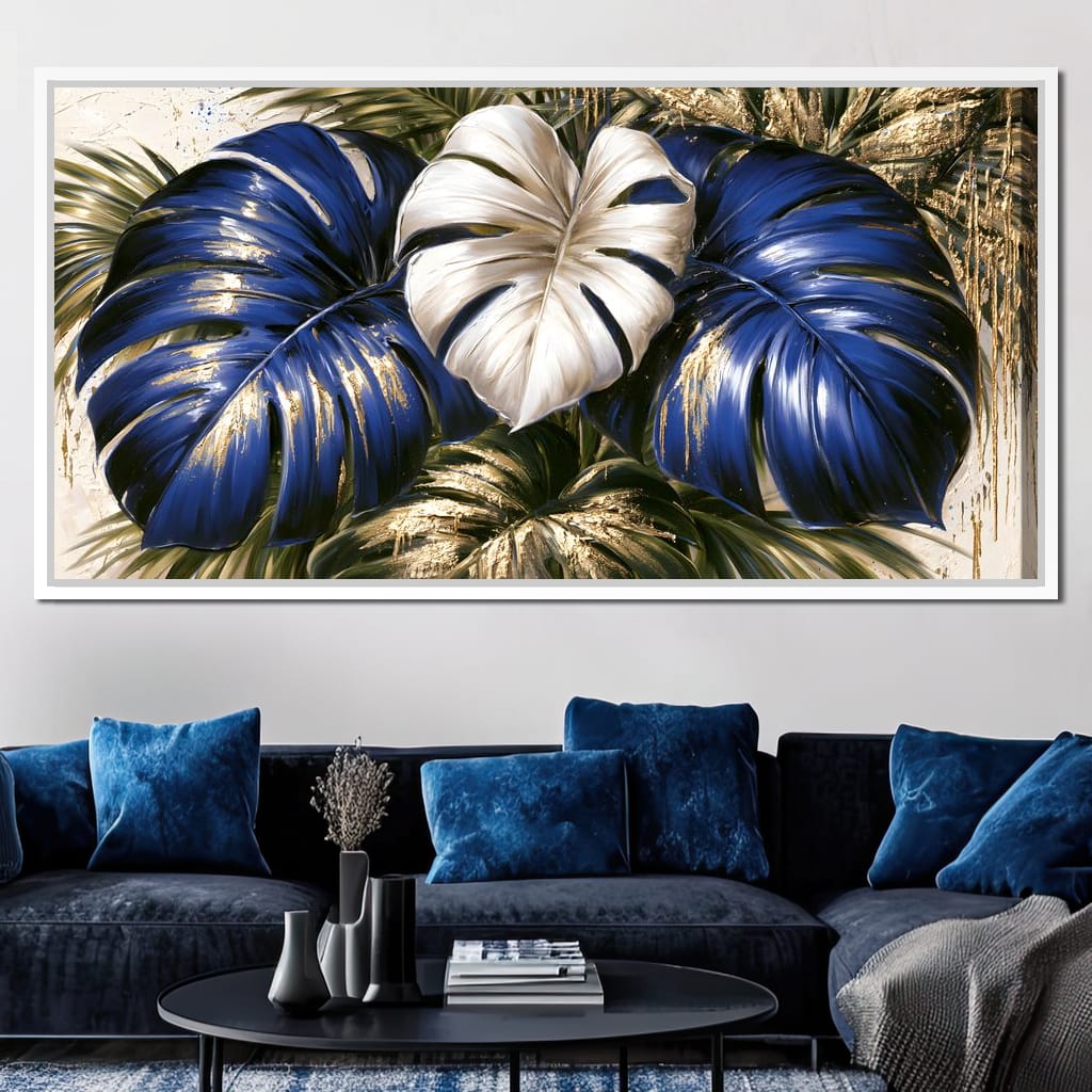 Gilded Foliage Under Midnight Light Canvas Wall Art