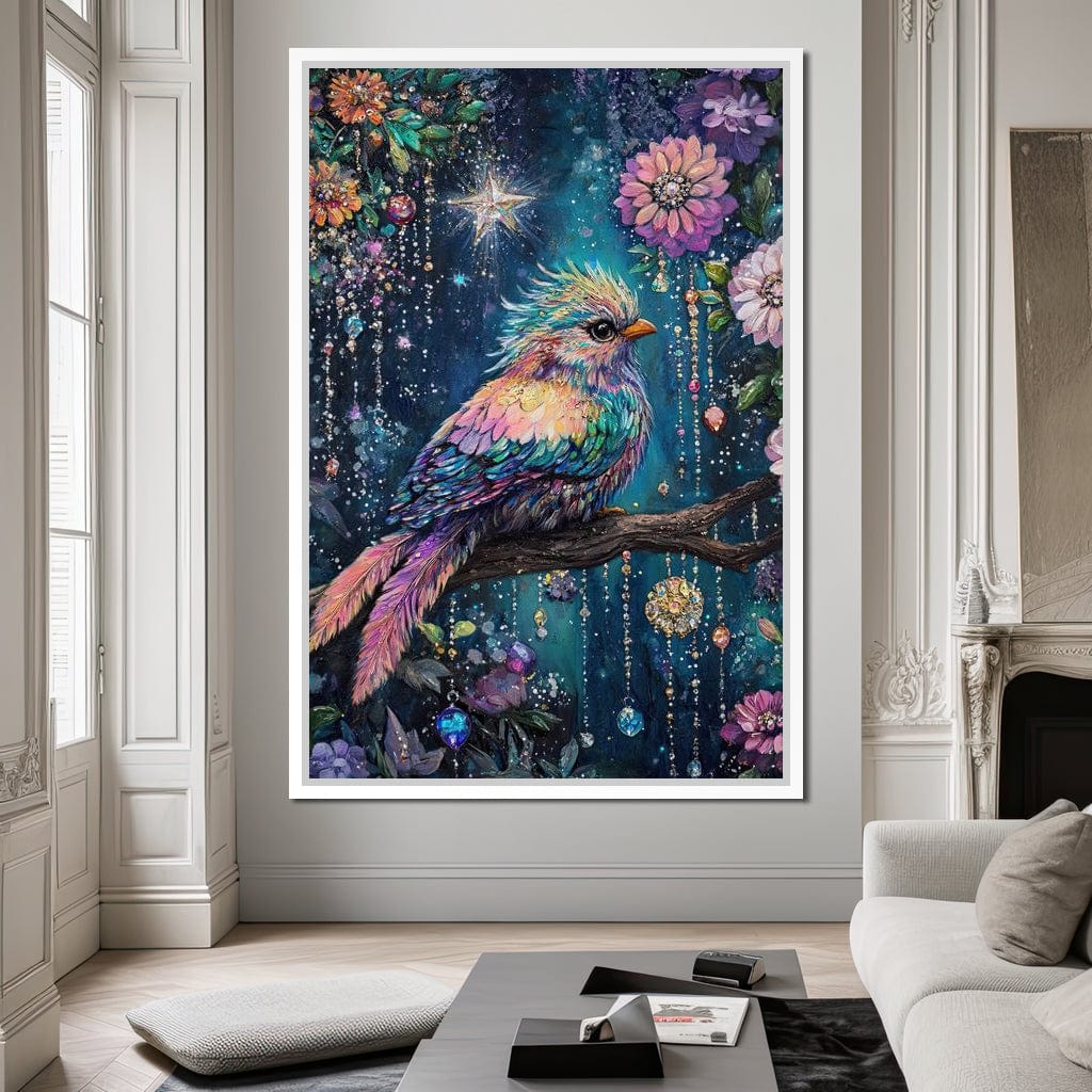 Enchanted Birdsong Night Tapestry Canvas Wall Art