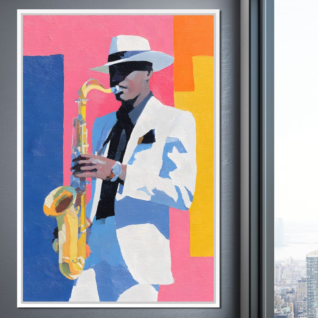 Vibrant Jazz Sax Soloist Style Canvas Wall Art