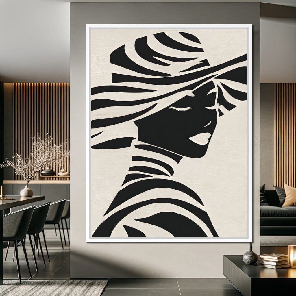 Monochrome Elegance Lady Silhouette Canvas Wall Art