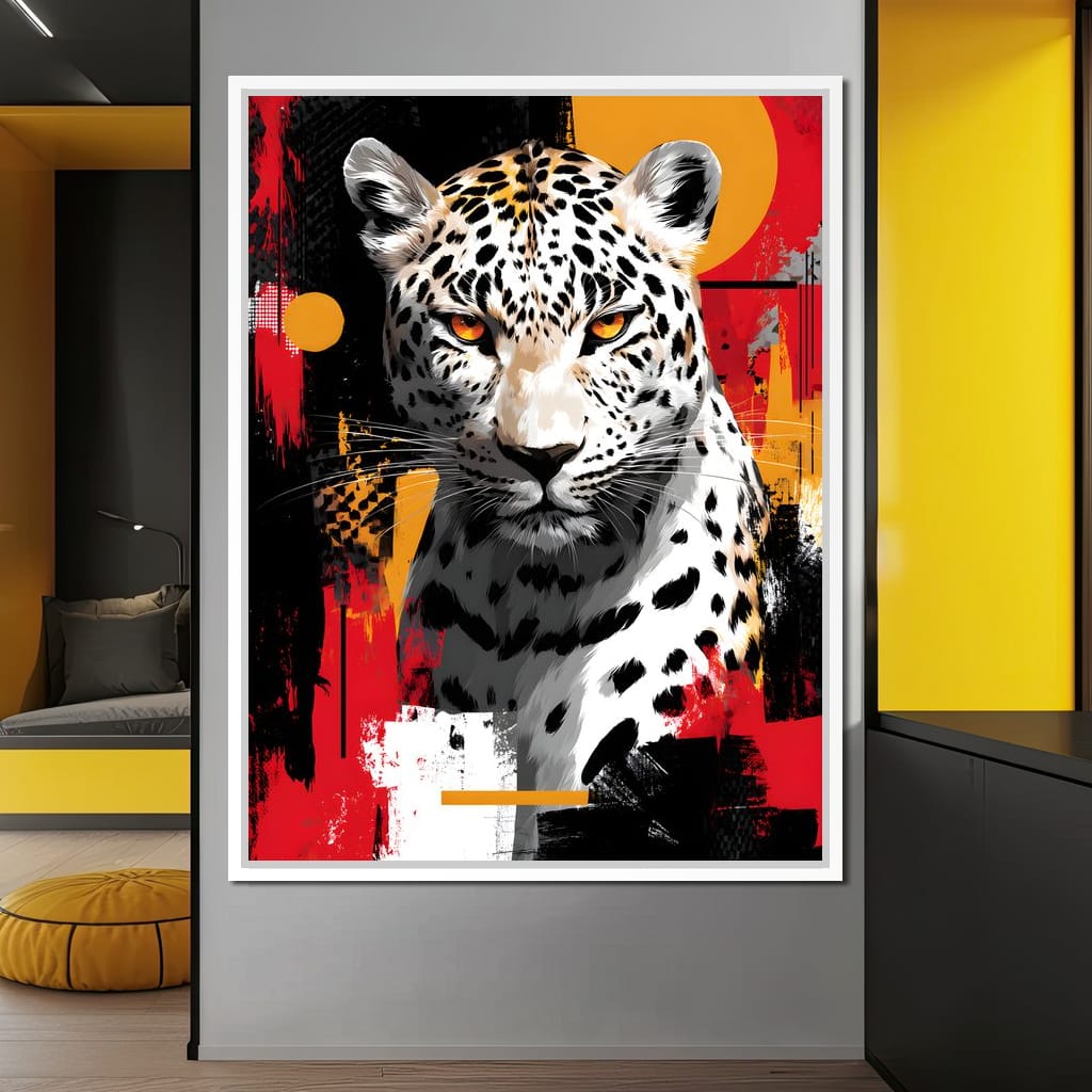 Golden Sun Leopard Stare Canvas Wall Art