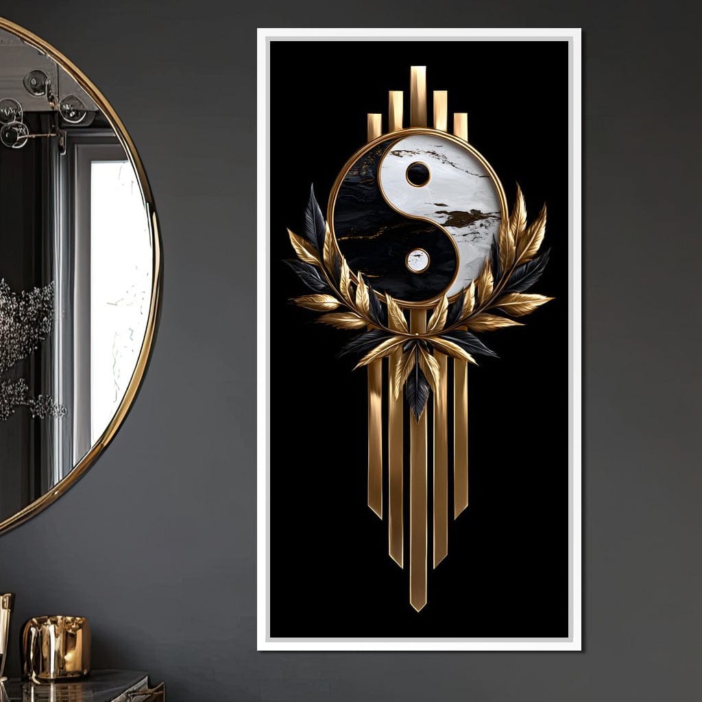 Golden Yin Yang Marble Elegance Canvas Wall Art