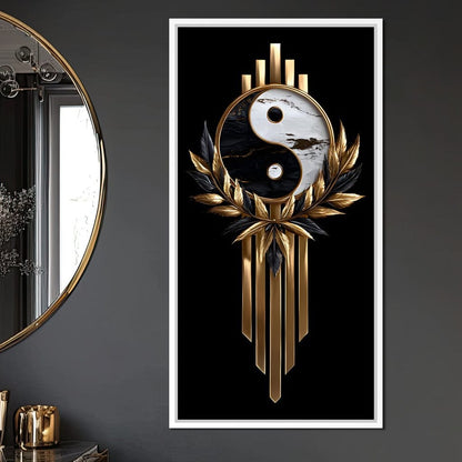 Golden Yin Yang Marble Elegance Canvas Wall Art