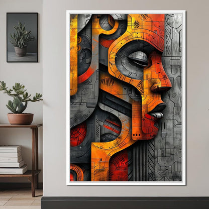 Metallic Face Labyrinth Illusion Canvas Wall Art
