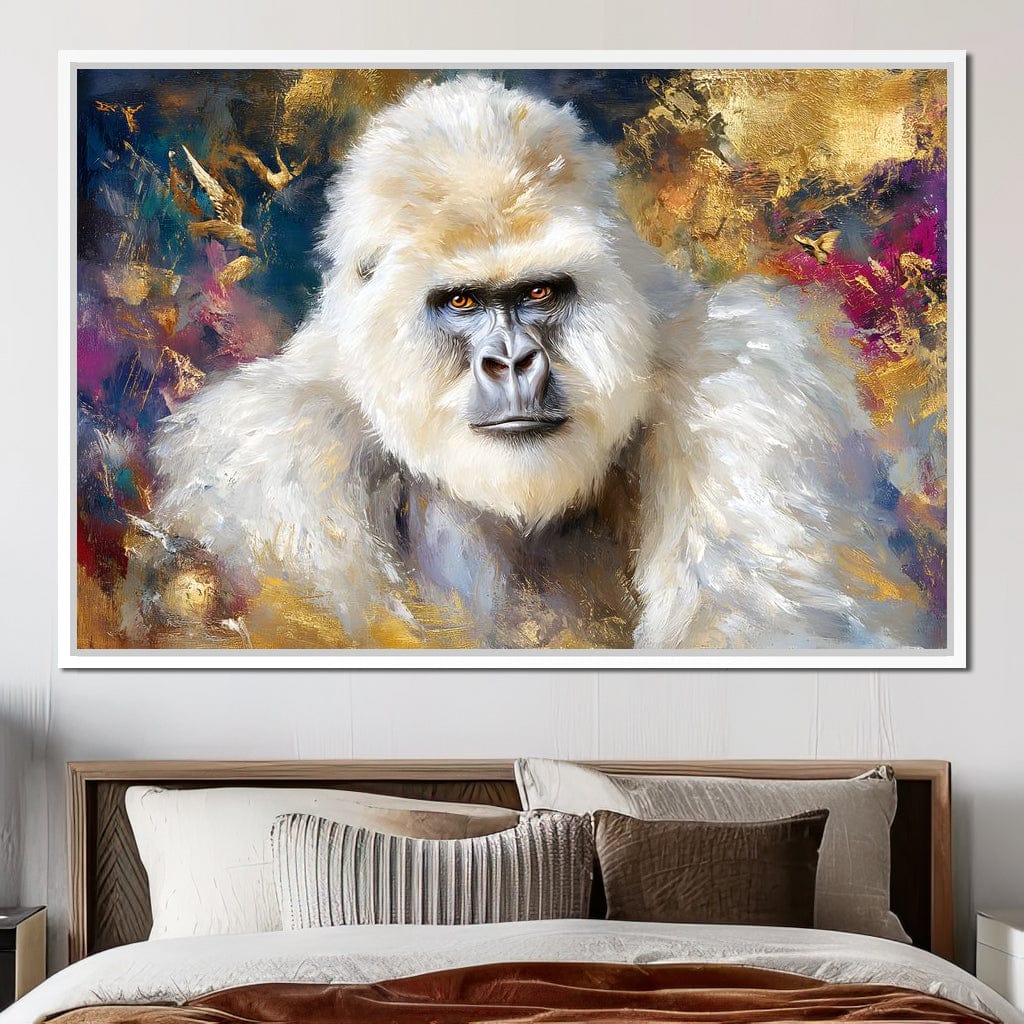 Majestic White Gorilla Portrait Canvas Wall Art